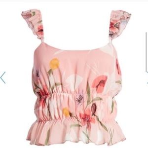 Leith pink floral Crop Top Small NWT